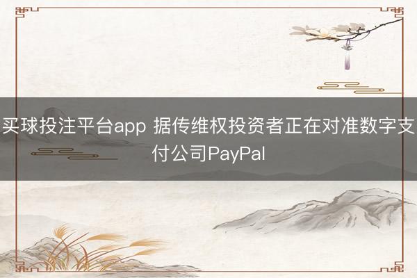 买球投注平台app 据传维权投资者正在对准数字支付公司PayPal